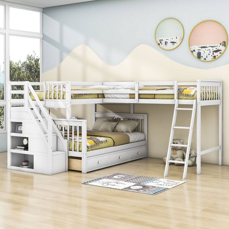 Twin over full bunk bed hot sale l shaped